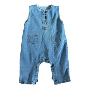 Denim Romper Coverall Size 12 Months Vintage